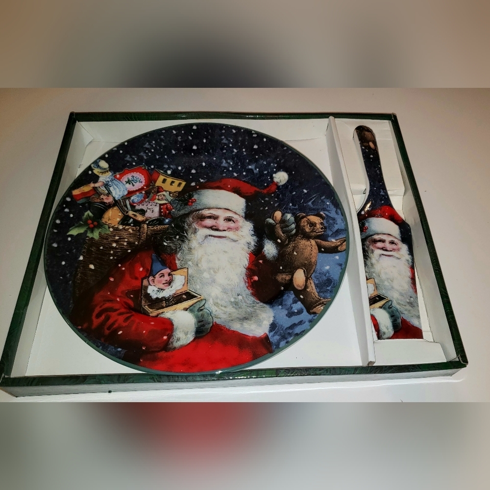 Christmas Cake Plate and Server Set
